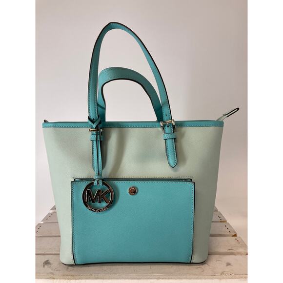 MICHAEL KORS LARGE SAFFIANO BLUE, LIGHT BLUE SHOULDER BAG - Picture 2 of 16